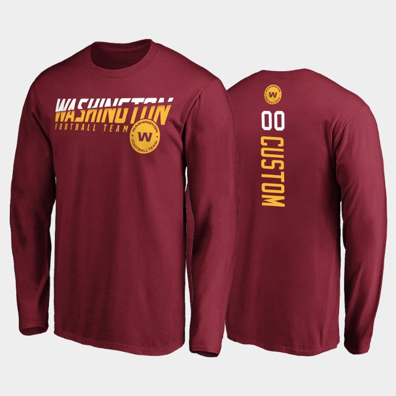 Men's Washington Football Team ACTIVE PLAYER Custom 2020 Burgundy Disrupt Mascot Long Sleeve T-shirt